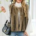 thumbnail image 4 of HTNBO Faux Fur Vest Women Warm Shaggy Fuzzy Fleece Jacket Casual Loose Sleeveless Waistcoat Soft Open Front Winter Coats, 4 of 8