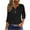 Black, variant on Women Shirts Summer Tops For Women 2025 Trendy 3/4 Sleeve V Neck Eyelet Shirts Casual Holiday Vacation Tunic Blouses Office Shirts Camouflage XXXL