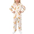 thumbnail image 2 of ZHOGXU Kids Boys Girls Outfit Easter Rabbit Print Long Sleeve Lapel Buttons Top And Pants Comfortable Breathable Set Sleepwear For Everyday Wear,White,3-4 Years, 2 of 4