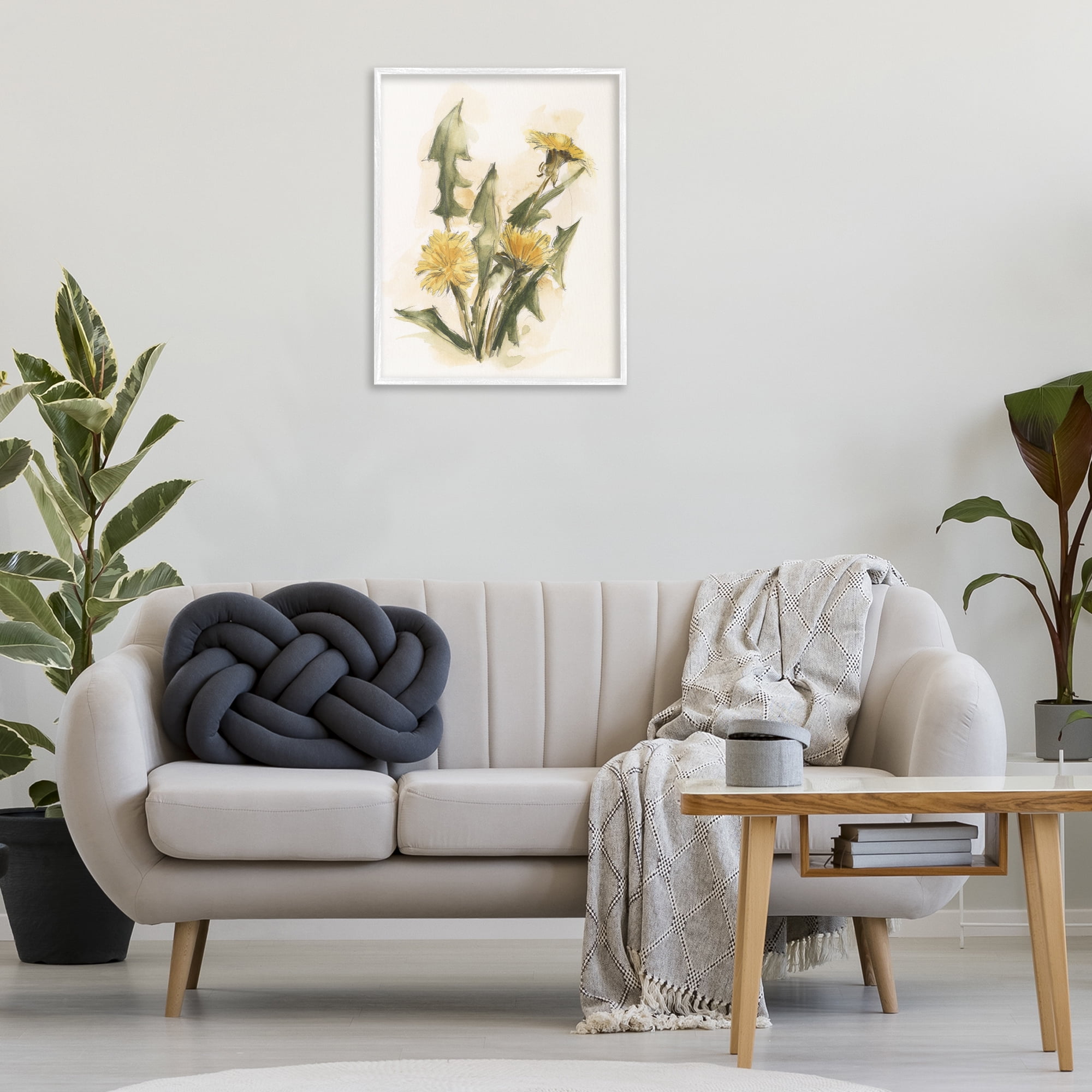 Stupell Industries Traditional Yellow Dandelion Botanical & Floral Painting White Framed Art Print Wall Art, 24 x 30