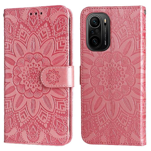 Funda tipo cartera GANGXUN para Xiaomi Poco F3 Pro , diseño girasol, cuero PU, soporte, cierre magnético, tarjetero