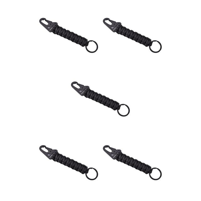 senveriont Paracord Keychain Outdoor Detachable Survival Emergency Keyring Rope Multifunctional Backpack Lanyard Key Holder Black 5Set