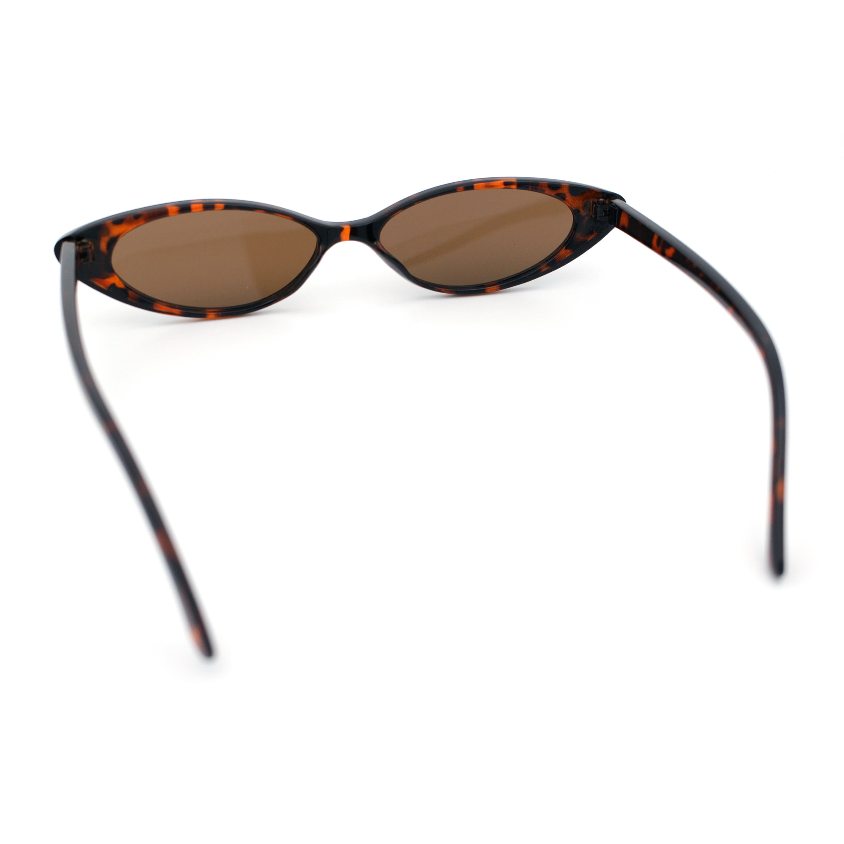 SA106 Women's Narrow Thin Cat Eye Plastic Gothic Retro Sunglasses, Tortoise Brown, 1
