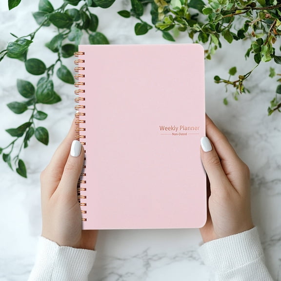 2PC Academic Weekly Planner with Monthly Index Tabs, Hardcover Leather Journal for Goal Setting and Time Management, Spiral Bound Daily Agenda Stationery Supplies Office & Craft & Stationery
