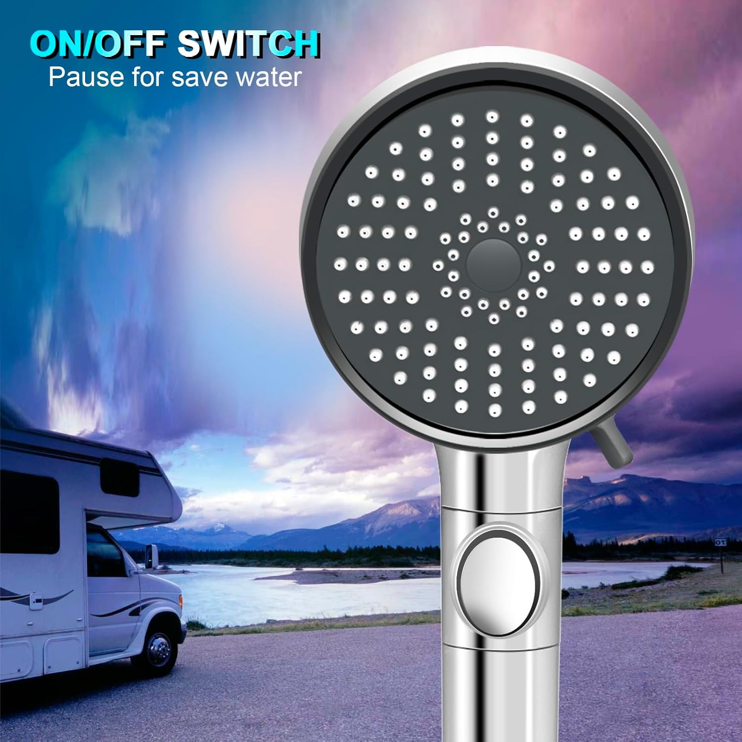 SONGAUN RV Shower Head with Hose, High Pressure 5 Mode Shower head Replacement, Shower Head for RV/Campers, Travel Trailer, Motorhome for Water Saving
