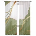 thumbnail image 2 of Sage Green Marble Semi Sheer Curtains 72 Inch Length 2 Panels Set, Nature Marble Crack Yellow Lines Sheer Kitchen Curtain Privacy Voile Window Curtain for Living Room Bedroom Rod Pocket Drapes, 2 of 7