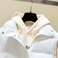 thumbnail image 4 of BKQCNKM Puffer Vest Women Vests for Women 2024 Winter Cotton Vest Women Hairball Short Korean Down Cotton Vest Zipper Casual Women Jacket Cropped Puffer Vest, White L, 4 of 4