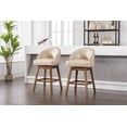 thumbnail image 2 of Bar Stools Set of 2,Swivel Counter Height Barstools,Comfortable Bar Chairs with Tufted Back and Nail Head Trim,Kitchen Island Chair Stools with Wood Legs and Footrest for Home Bar Dining Room,Apricot, 2 of 7