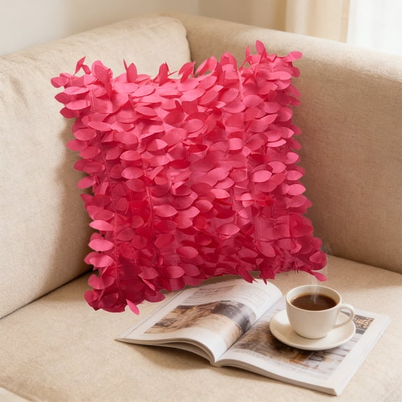 Three-dimensional Leaves Decorative Solid Color Throw Pillow Cover 3D Leaf Embroidered Pillow Case Square Cushion Cover for Couch Sofa Living Room Bedroom Home