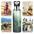 thumbnail image 7 of Yayeee 20oz Double Wall Stainless Steel Water Bottle with Flip Straw, Green Forest, 7 of 7