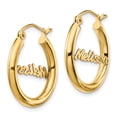 thumbnail image 2 of 14k Yellow Gold Small Satin Diamond-cut Name Plate Hoop Earrings XNA257Y, 2 of 4