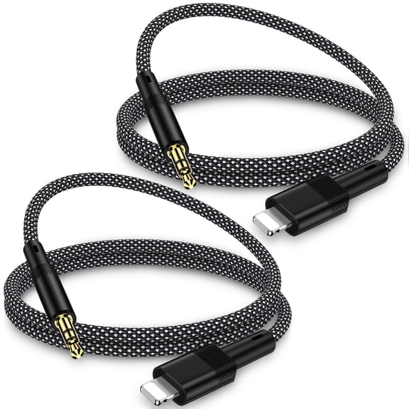 iPhone Aux Cord,Zacenei 2pack 3ft iPhone 3.5mm Audio Cord Aux Adapter Auxiliary Cable Male to Male Nylon Braided Ox Wire Aux Jack Cables Compatible for iPhone 14 13 12 11 Car Stereo Speaker Headphone