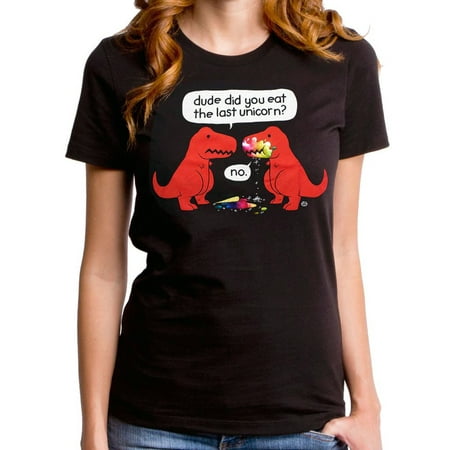 Junior Plus Size T-Rex Ate Unicorn Funny T-Shirt Black