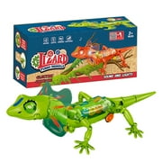 Byujiro Electric Lizard Toy with Music & Light Transparent Gear Reptile Model that Crawls, Interactive Kids Learning Development Toy