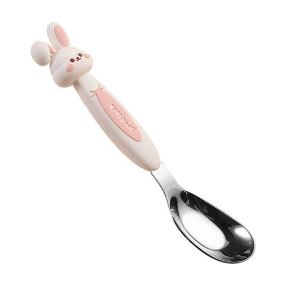 Chmadoxn Soup Spoons Cartoons Ingot Spoon Children's Stainless Steel Spoon Baby Eating Feeding Spoon Cute Animals Spoon Spoon A tableware