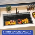 thumbnail image 3 of ModFusion 33" Single Bowl Kitchen Sink with Accessories, Stainless Steel Nano Gunmetal Black Drop-In Sink, Workstations, Prep Kitchens, 2.7x1.5 ft Sinks RVs Bar Basin, 3 of 10