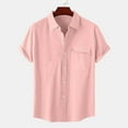 thumbnail image 4 of Taqqpue Men's Short Sleeve Button Down Shirts Casual Solid Color Cotton Linen Shirts Lightweight Quick Dry Vacation Beach Summer Blouse Tops with Pocket, 4 of 8