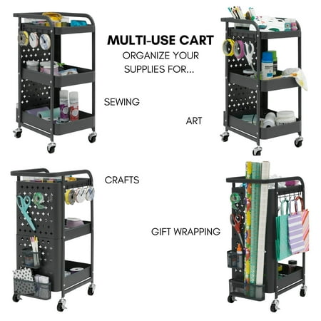 Studio Designs - Streamline 3-Tier Metal Multiuse Organizer Cart - Black