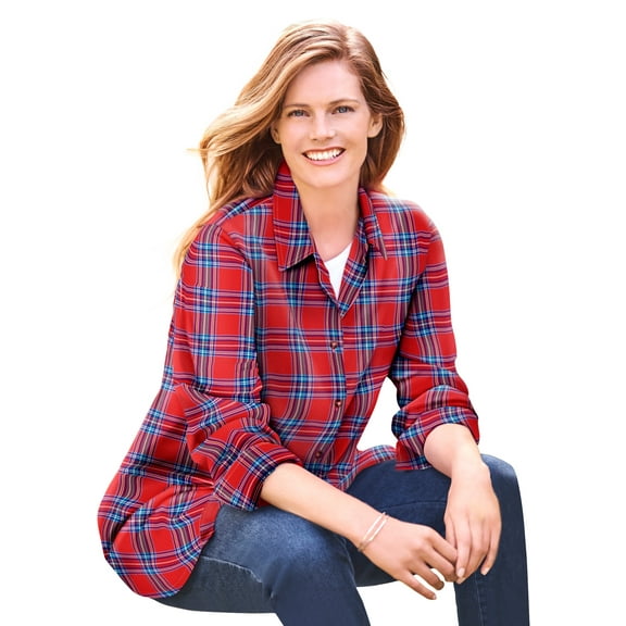 Woman Within Plus Size Classic Flannel Shirt