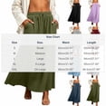 thumbnail image 6 of ShomPort Maxi Skirt for Women Cotton Linen Summer Causal Elastic Waist Drawstring A-Line Long Skirts Vacation, 6 of 6