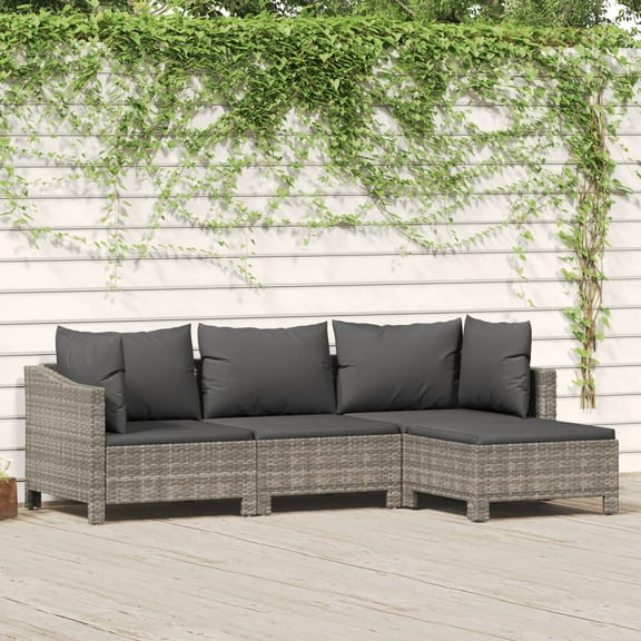 vidaXL Garden Lounge Set Grey PE rattan Large Modular