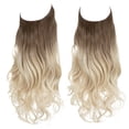 thumbnail image 1 of Zhuge Peluca larga ondulada con línea de tamaño ajustable transparente, pieza de cabello rizado, pieza de cabello secreto oculto para mujeres, sin clip, 18 pulgadas, de negro a dorado claro, 1 of 3