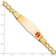 thumbnail image 5 of 14K Medical Soft Diamond Shape Red Enamel Curb Link 5.9mm ID Bracelet (Weight: 10.23 Grams, Length: 7 Inches), 5 of 7