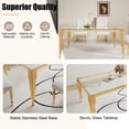 thumbnail image 5 of 65" Rectangular Clear Tempered Glass Dining Table for 4-6 People, Modern Kitchen Table with Irregular Stainless Steel Legs, Dining Table for Dining Room or Living Room, 5 of 7