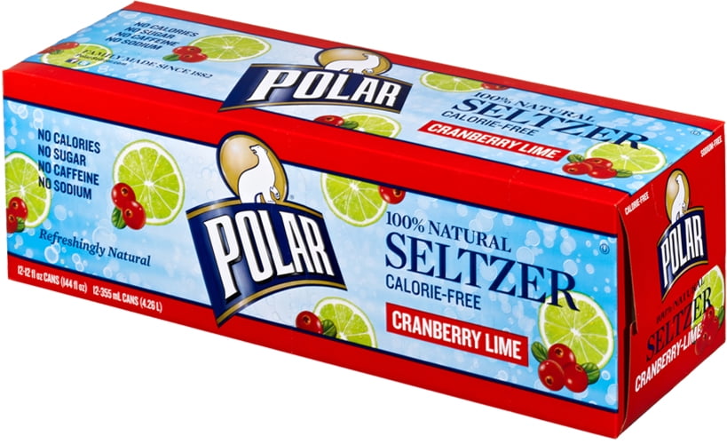 Polar Seltzer Water, Cranberry Lime, 12 Fl Oz, 12 Count