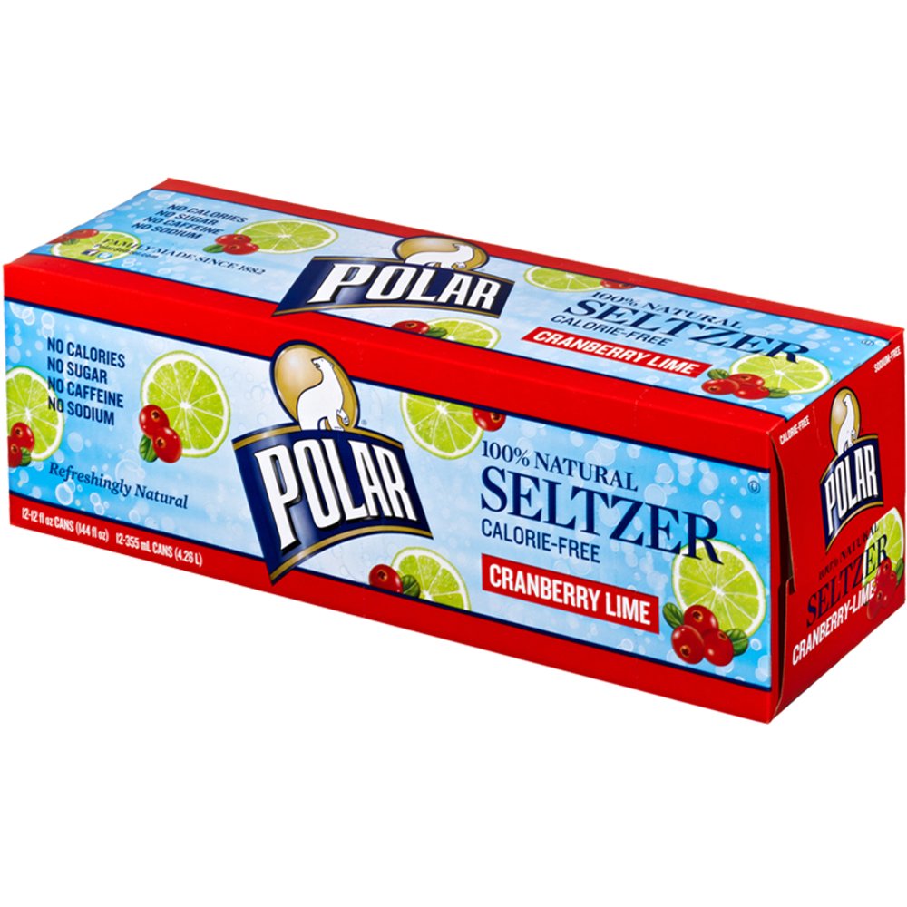 Polar Seltzer Water, Cranberry Lime, 12 Fl Oz, 12 Count