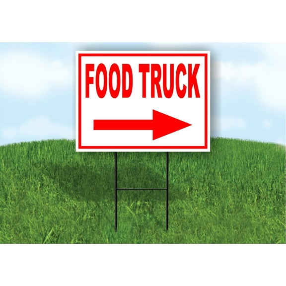 ingle Sided Sign FOOD TRUCKS RIGHT arrow red Yard Sign ROAD SIGN with Stand