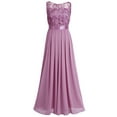 thumbnail image 4 of iEFiEL Women Embroidered Chiffon Bridesmaid Dress Full Length Evening Dress Formal Prom Ball Gowns Plum 12, 4 of 7