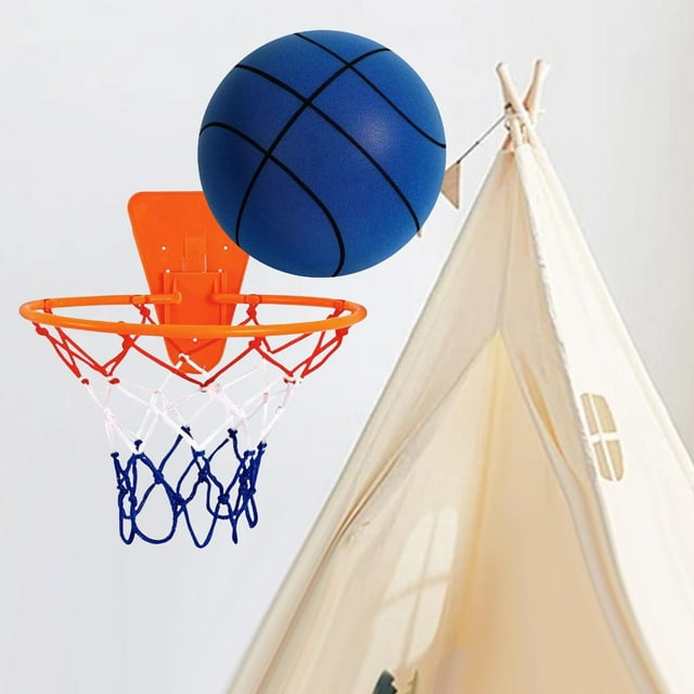 Baloncesto silencioso con aro perfecl pelota que rebota juguete interactivo para niños Azul