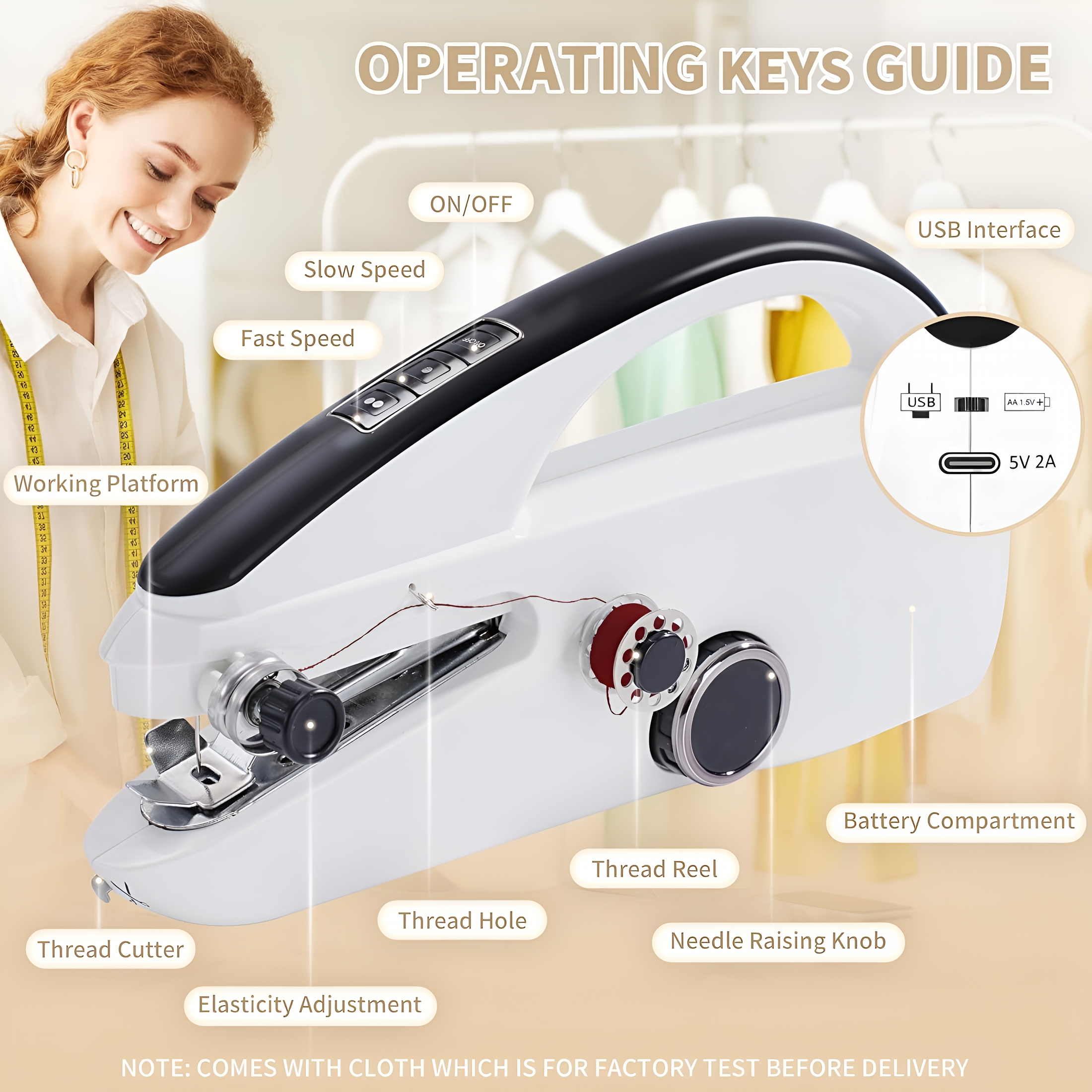 CURYMAY 2026 New Handheld Sewing Machine,Hand Held Sewing Machine for Adults,Portable Mini Sewing Device for Clothing Repairs,Diy Projects,Quilting,Crafts
