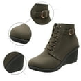 thumbnail image 5 of Ankle Boots Women Autumn Winter Wedge Heel Platform Lace Up Ankle Boots Warm Comfortable Shoes Booties Women Green 42, 5 of 7
