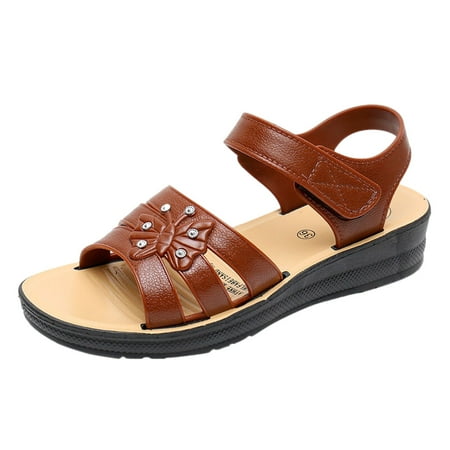 

PMUYBHF Wedge Sandals for Women Wide Width Bohemian Style and Comfortable Ladies Shoes Fashion Go Hiking Non Slip Outdoor Shoes