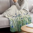 thumbnail image 3 of Navy Blue Wildflowers Blanket Soft Cozy Warm Throw Blanket for Couch, Plush Fuzzy Flannel Fleece Blankets for Sofa, Pastoral Botanical Floral Beige Bed Blankets Lightweight Gifts for Women, 30"x40", 3 of 9