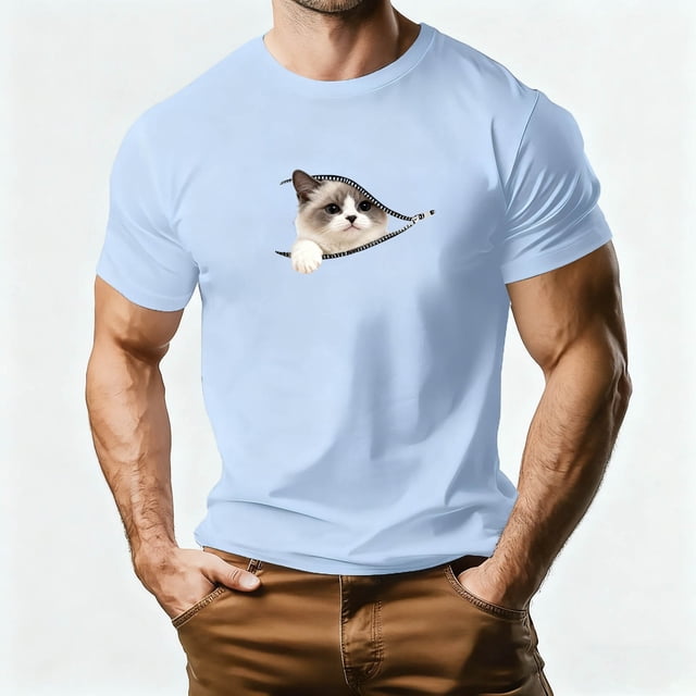 TaTaai T-Shirt Graphique pour Homme Cœur Imprimé Animal Manches Courtes Col Rond Décontracté Doux pour l'Été Quotidien Cadeau