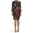 thumbnail image 5 of Anne Klein Women's Roses Floral Print Long Sleeve Wrap Mini Dress-Black / 6, 5 of 6