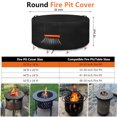 thumbnail image 4 of Che Yi Bao Round Fire Pit Cover, 600D Waterproof Heavy Duty Oxford Fabric Firepit Cover, Full Coverage Fire Table Cover (Black, 32"x16"), 4 of 6