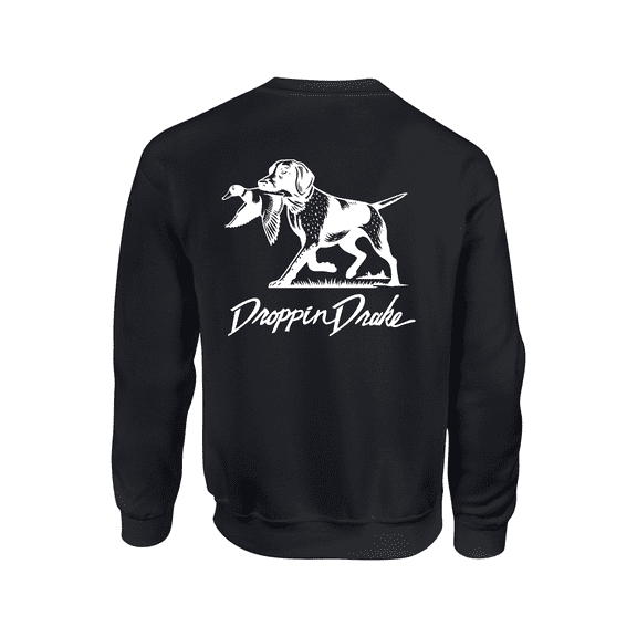 Droppin Drake Dog Carrying Duck Hunting Southern Duck Call Mens Long-Sleeve Crewneck Sweatshirt-Black-medium
