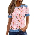 thumbnail image 4 of Mifsaly Waffle-Knit Easter Shirts for Women Floral and Cute Animal Printed T-Shirts Collared Short Sleeve Casual Tops Happy Festival Basic Tee XXL, 4 of 6