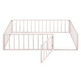 thumbnail image 5 of Twin Size Metal Floor Bed Frame With Fence And Door, Pink, 5 of 12