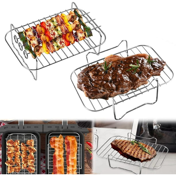 2 Pieces Layered Dehydrator Racks Skewer Rack 304 Stainless Steel Dual ...