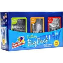 300 Count Plastic Cutlery Combo Box, Disposable Clear Plastic Silverware Utensils Set, 100 Forks, 100 spoons, 100 knives