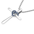 thumbnail image 2 of Dazzlingrock Collection Round Blue Sapphire Heart With Cross Pendant for Women with 18 Inch Gold Chain (Color Blue, Clarity Highly Included) in 14K White Gold, 2 of 4