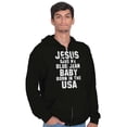 thumbnail image 3 of Jesus Save Me Baby Born in the USA Zip Up Hoodie Men's Women's Brisco Brands M, 3 of 6