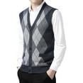thumbnail image 3 of Bwdbhd Men's Sweater Vests Men's Cable Knit Sweater Vest V Neck Button Down Sleeveless Cardigan Vest Dark Gray,XL, 3 of 5