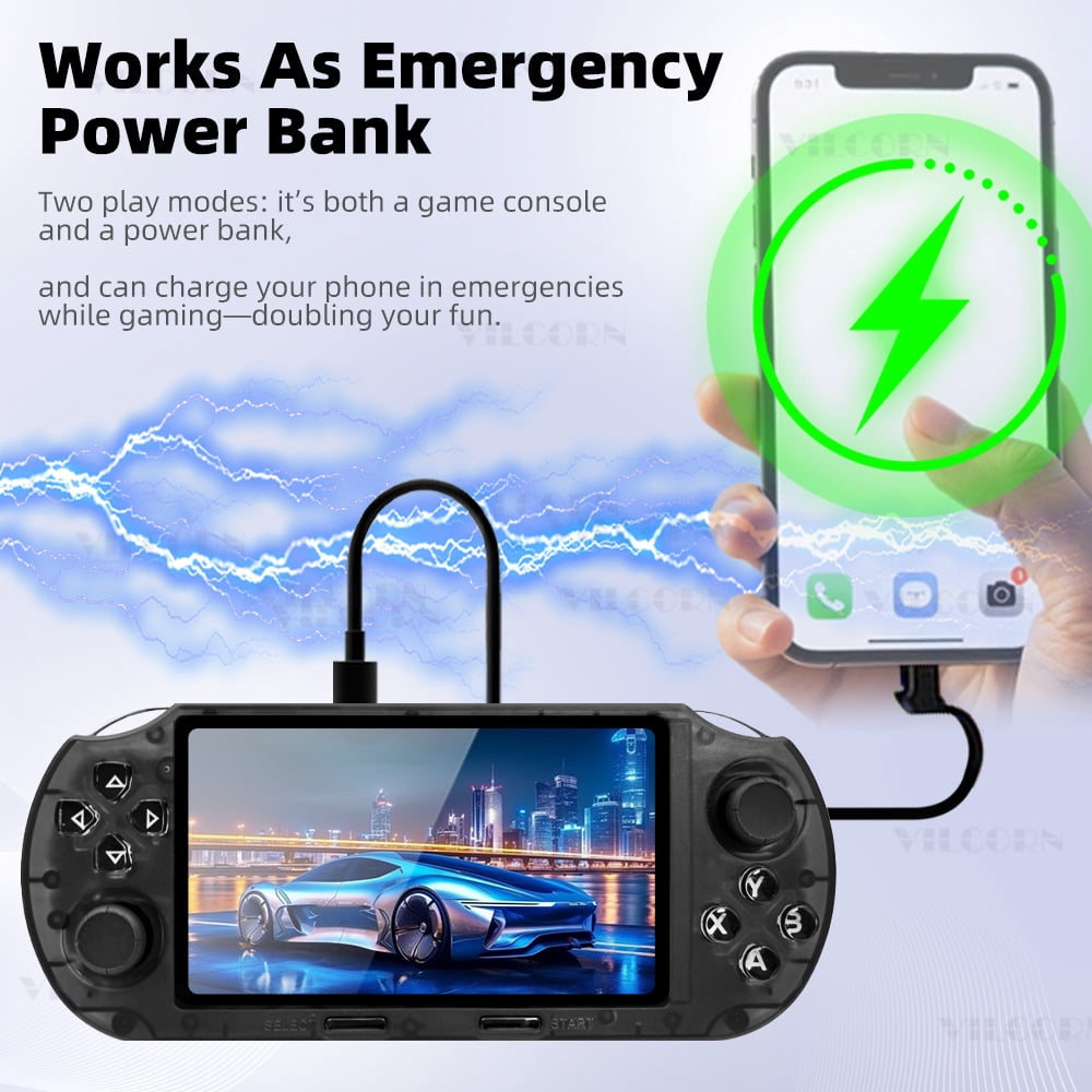 VILCORN SF3000 HD Handheld Game Console, Portable, for PS1 GBA SNES Emulator, Supports TV Output