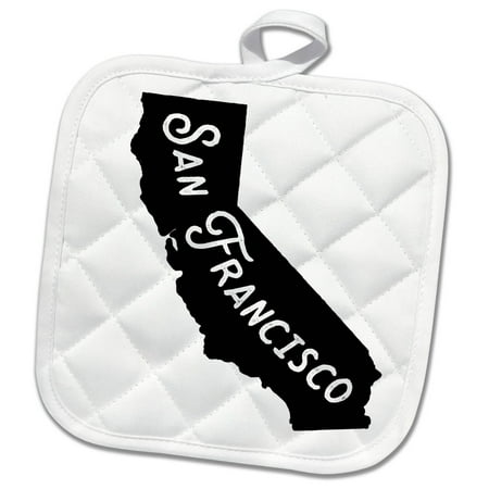 

3dRose San Francisco vintage letters inside silhouette of California - Pot Holder 8 by 8-inch